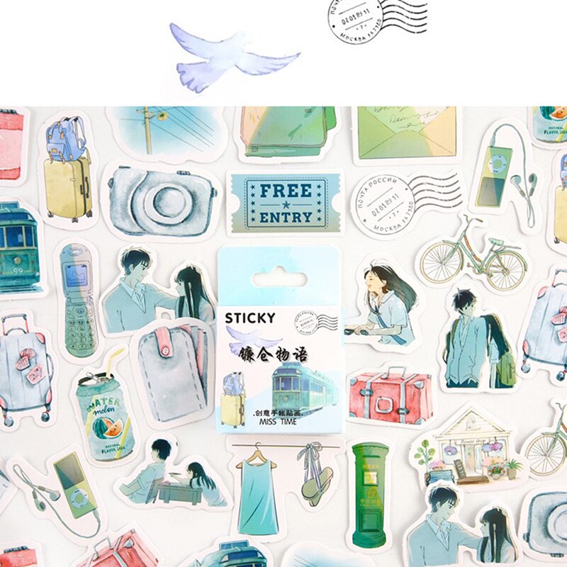 46 Stks/pak Leuke Dieren Kawaii Papier Stickers Groene Veld Dagboek Diy Scrapbooking Label Sticker Briefpapier: D