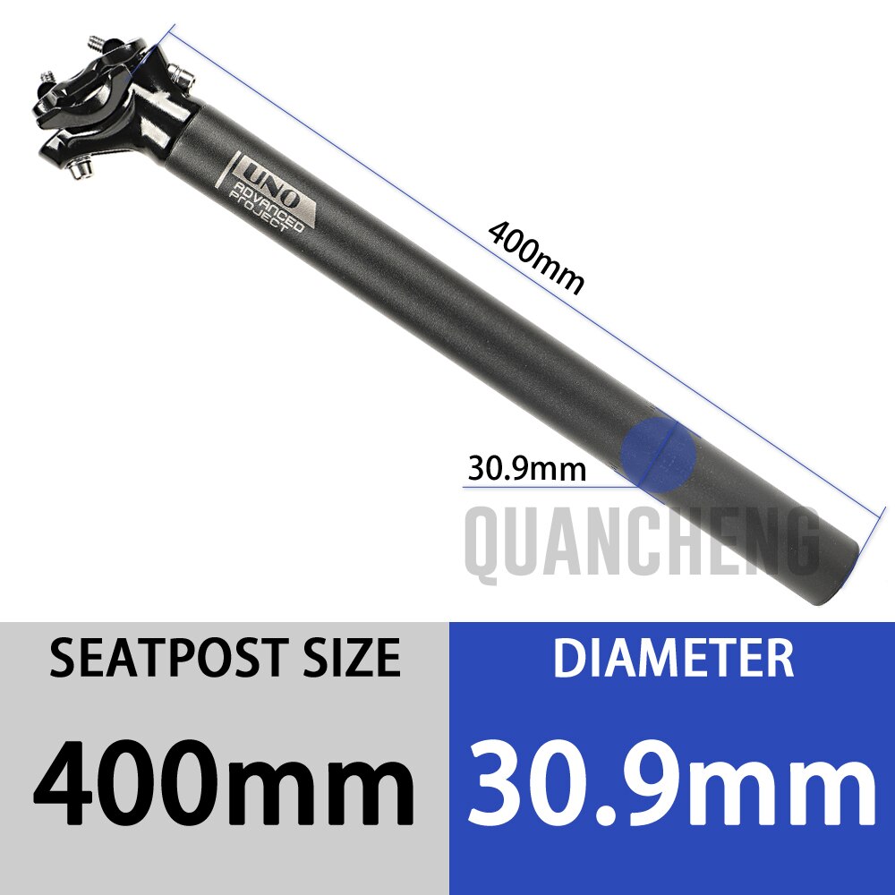 UNO-tija de sillín ultraligera para bicicleta de montaña, tubo de sillín de 350/400mm, 27,2/30,9/31,6mm, compensa 5mm, piezas de bicicleta de carretera: 30.9x400mm