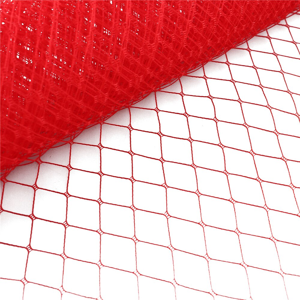 25cm*1m bryllup millinery net russisk sløring fuglebur slør gør-det-selv hat trimning hårtilbehør tyl kjole stof: Rød