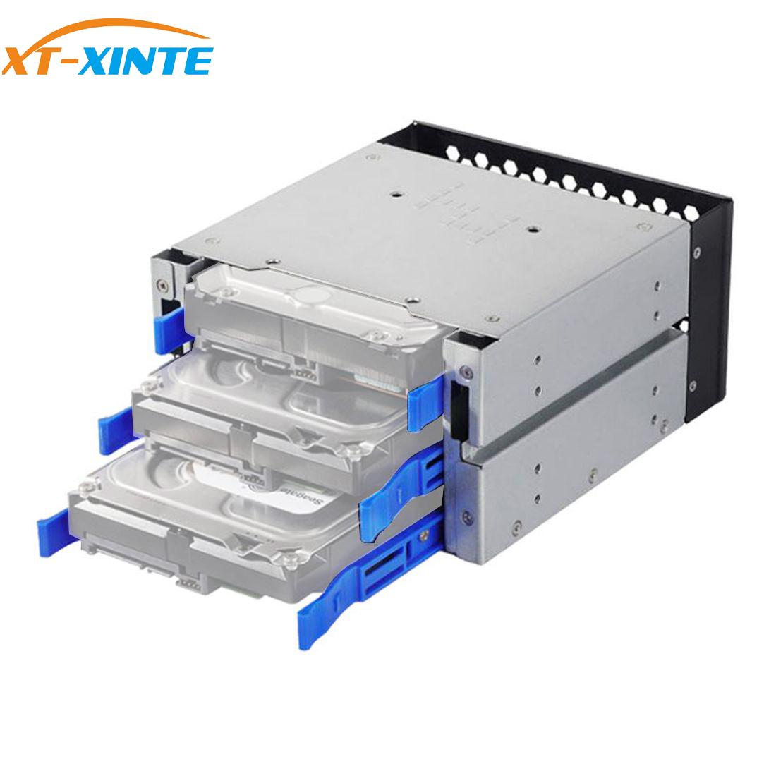 XT-XINTE 3-Bay 5-Bay Large Capacity HDD Hard Drive Cage Rack SAS SATA Hard Drive Disk Tray Caddy w SATA Cable for Computer
