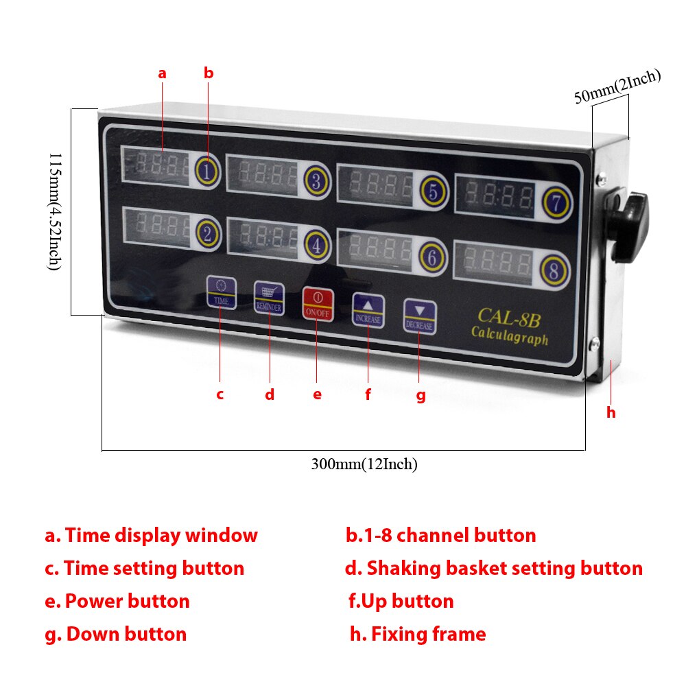 Loud Alarm System 8 Channel Digital Cooking Kitchen Timer Stainless Steel Housing Waterproof for Burger Bakery Pizza