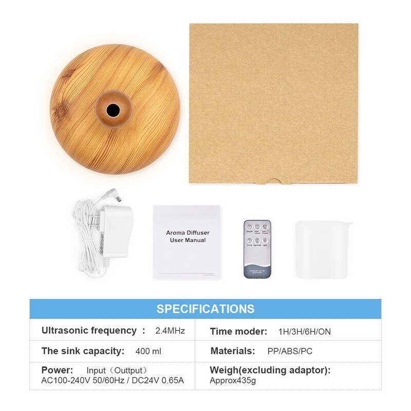 400ML Remote Control Ultrasonic Air Humidifier Essential Oil Diffuser Aroma Lamp Aromatherapy Electric Aroma Diffuser Mist Maker