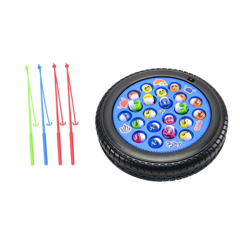 Tabletop Fishing Game Board Game Electric Rotating Music Fishing Toy Set Children: Default Title