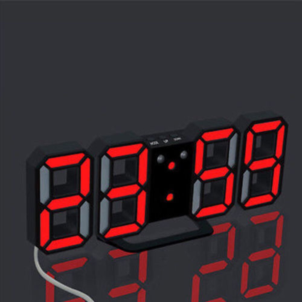 Moderne klokkealarm digital ledet bord skrivebord nattveggklokke 24 eller 12 tidtakere vise despertador proyector: C