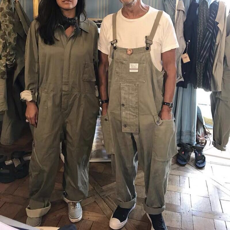 Amekaji-monos siameses Vintage para hombre, mono informal de una pieza, pantalones holgados de