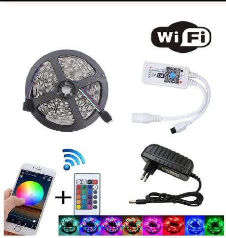 RGB LED Light Strip SMD 2835 5M Waterdichte RGB Tape DC12V Lint diode led Strips Licht Flexibele Streep Lamp IR WIFI Controller: 5m rgb wifi / non waterproof