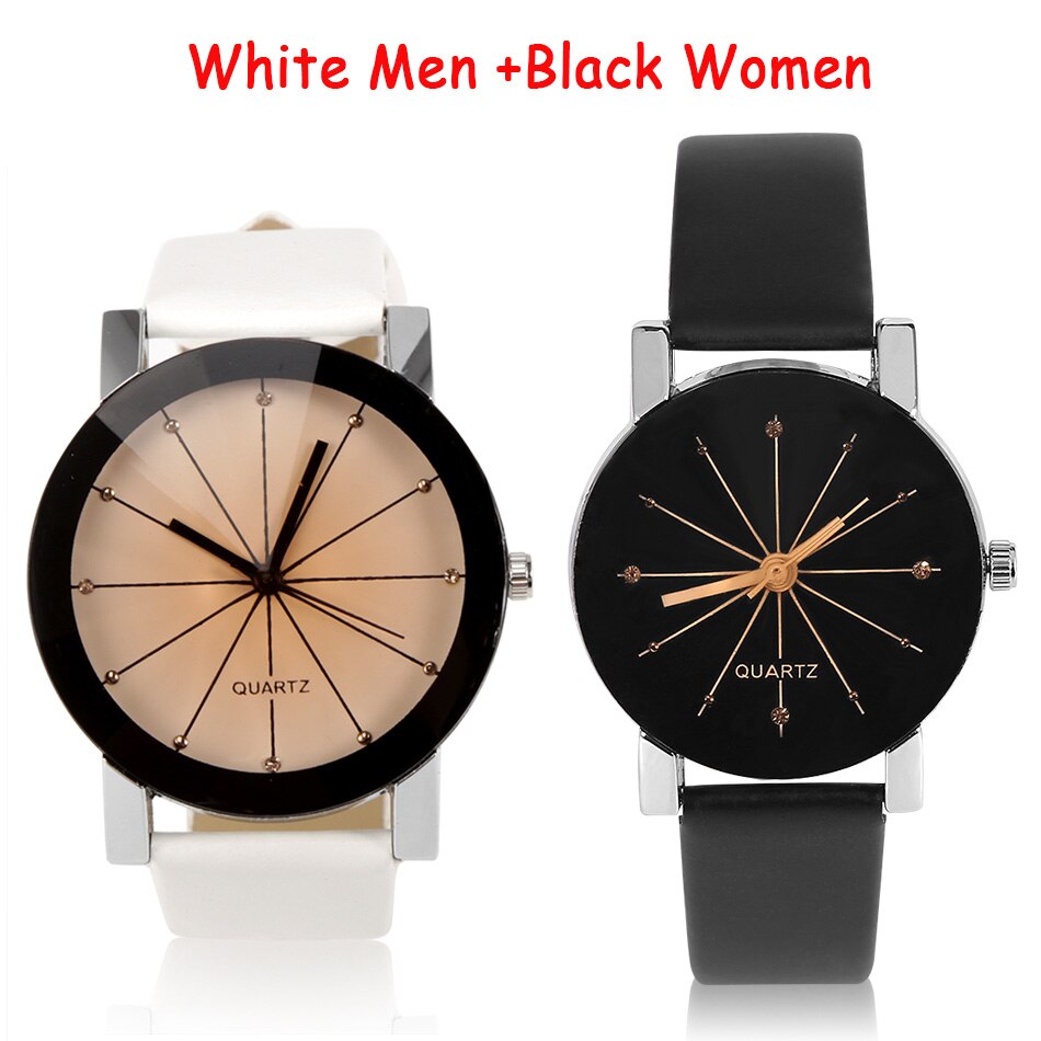 Dames quartzhorloges relogio masculinos wijzerplaat tijd herenklok pu leren jurk ronde kast uur liefhebbers horloge bayan kol saat