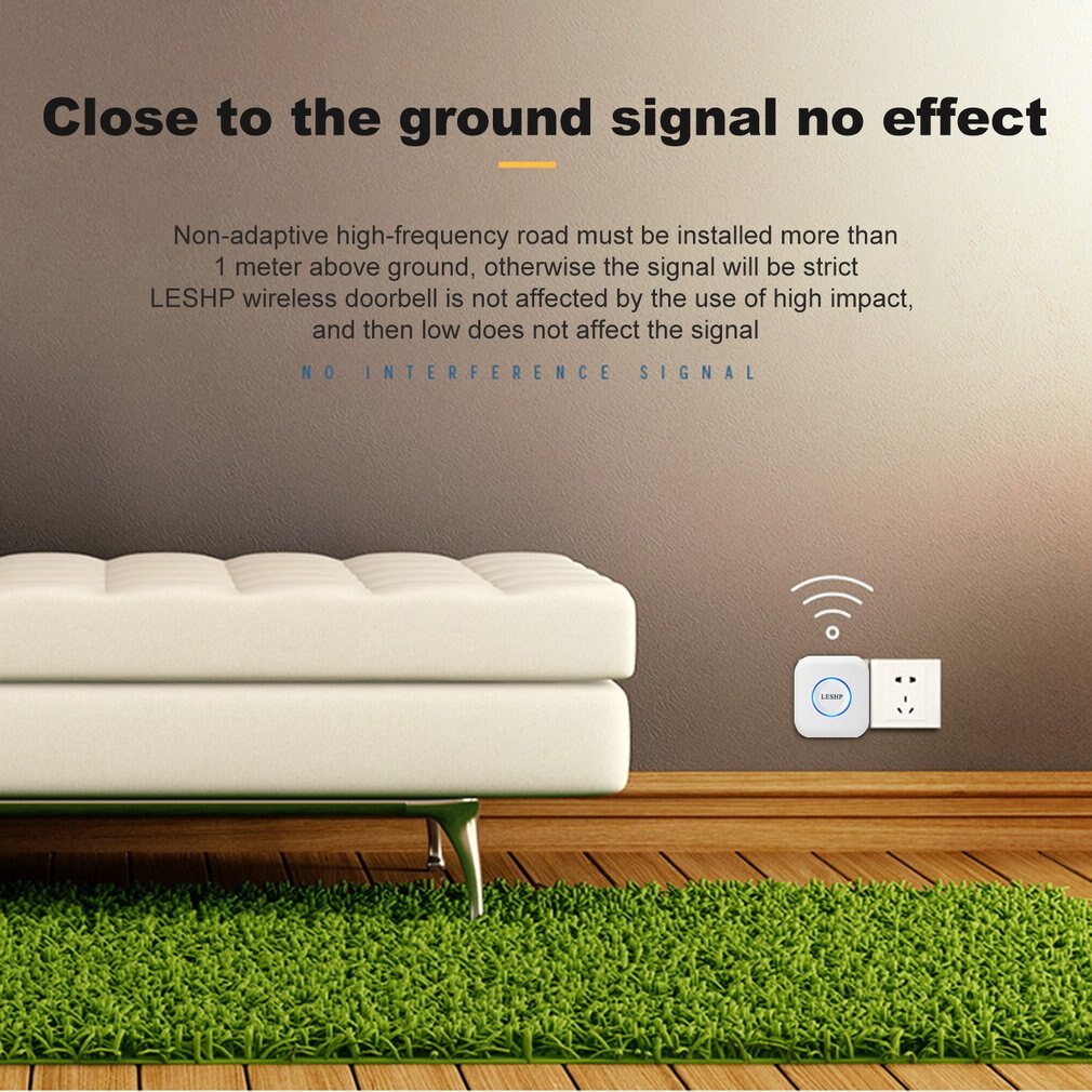 LESHP Easy to Install Music Wireless Doorbell 150M Long-distance Remote Control Night Light 58 pieces of Chord Music