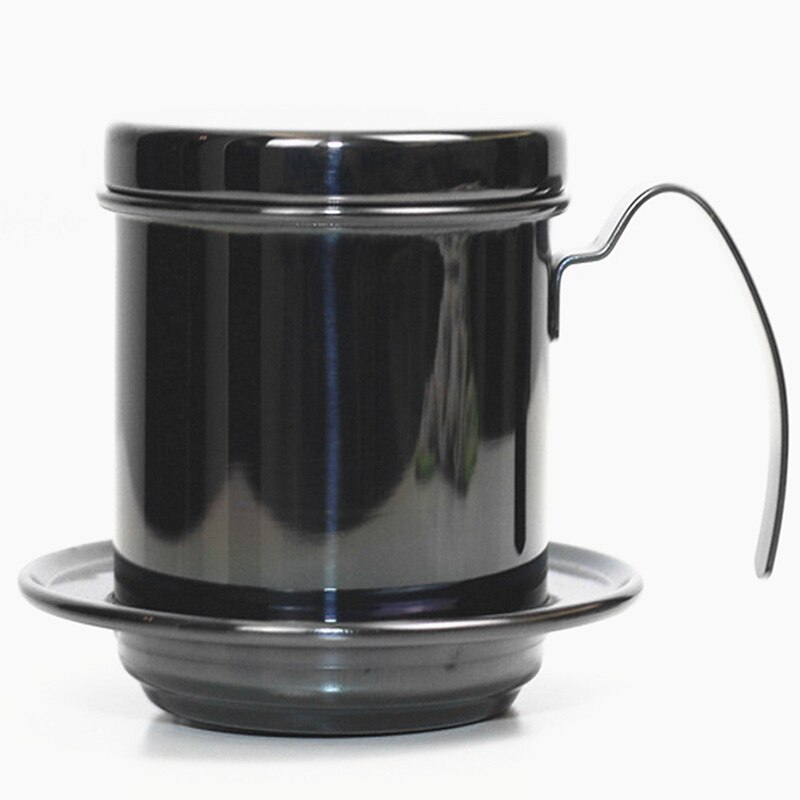 Stainless Steel Vietnamese Coffee Pot Teapot Portable Reusable Office Home Kitchen Tea Set Coffee Utensil Brewing Pot: black