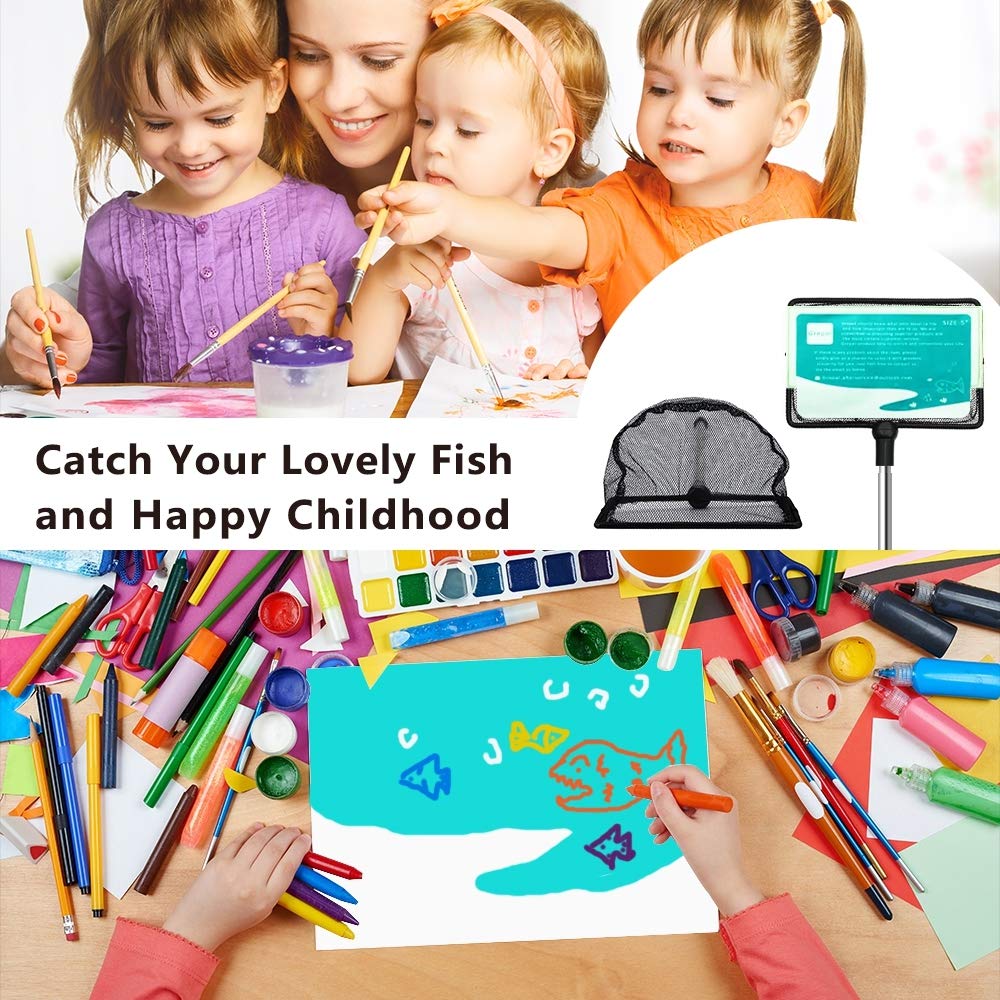 3 Inch Telescopic Aquarium Net Fine Mesh Small Fishnet with Extendable Stainless Steel Handle