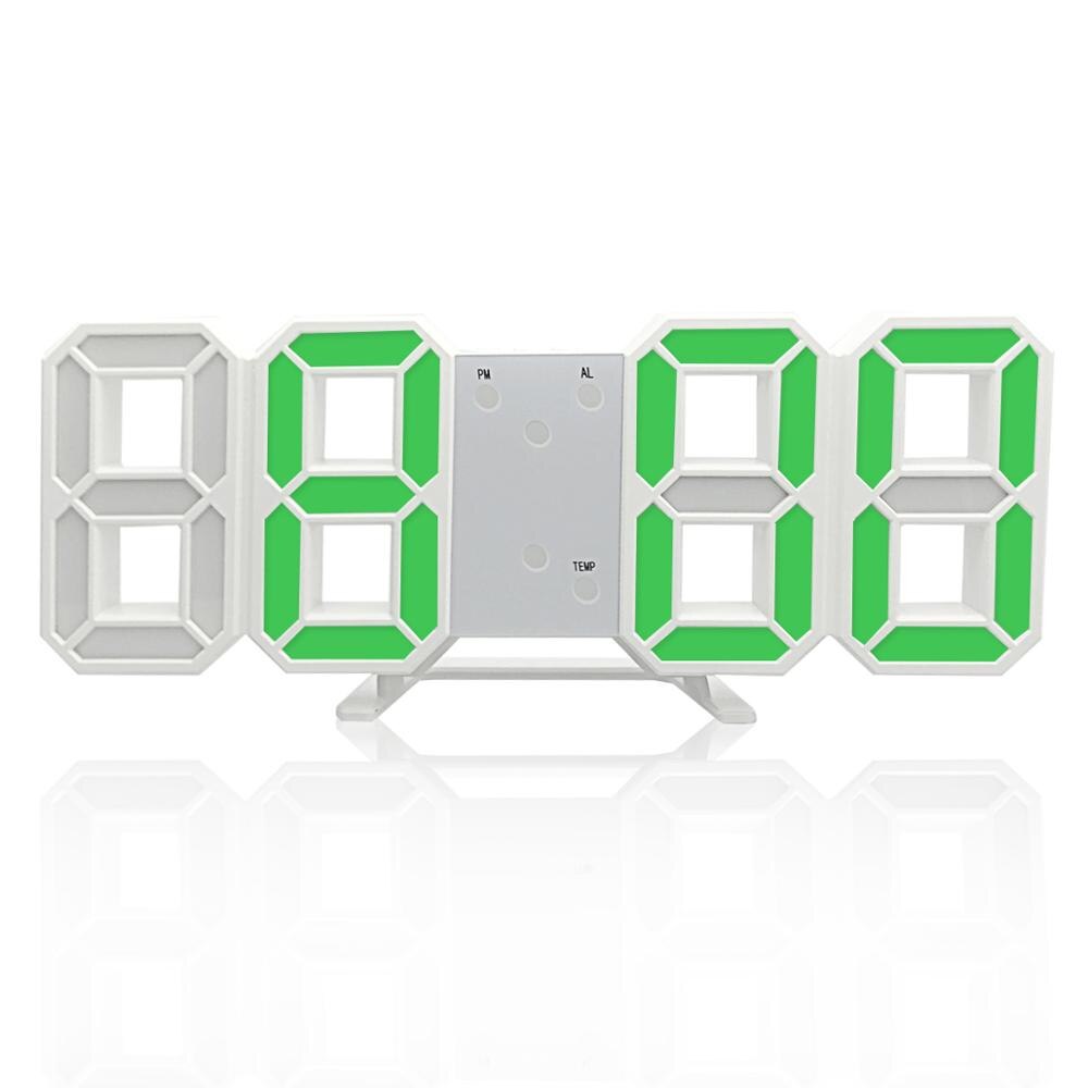 Iso seinäkello moderni herätyskello seinällä päivämäärä lämpötila pöytäkello kodin sisustusteline ripustaa digitaalinen kello: Vihreä