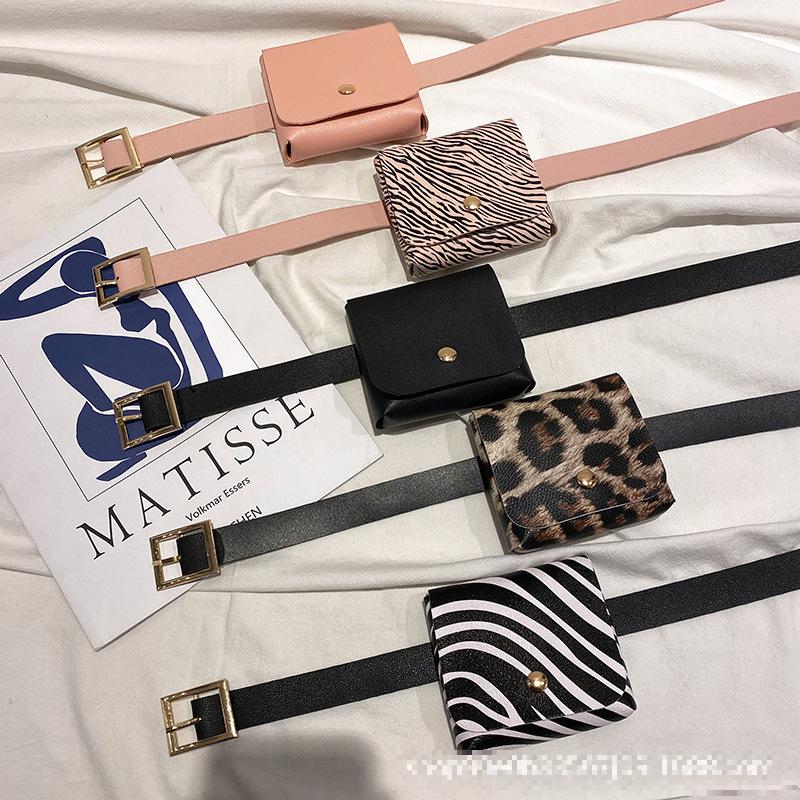 Women Waist Bag Black Pink Leopard Fanny Pack Women Pu Leather Zebra Minni Fanny Pack For Woman Lady Waist Bag