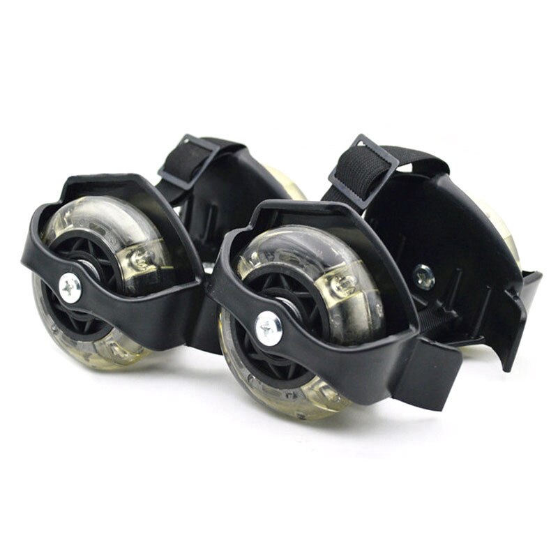 Colorful Flashing Pulley Adjustable Whirlwind For Kids Flash Wheels Heel Adjustable Simply Durable Outdoor Skating Shoes: Black