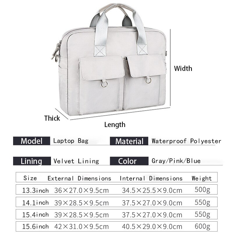 Grote Laptoptas 15.6 Inch Waterdichte Notebook Tas Voor Macbook Air Pro 13 15,13.3/14 Inch Laptop Aktetas Laptop Sleeve Case