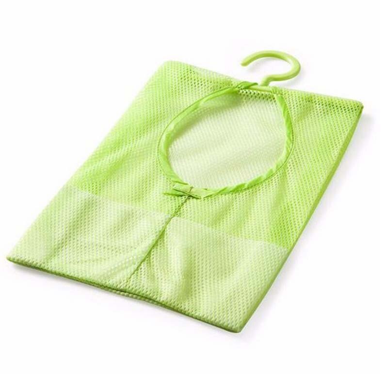 Badeværelse opbevaring tøjnål mesh taske kroge hængende taske arrangør brusebad: Grøn