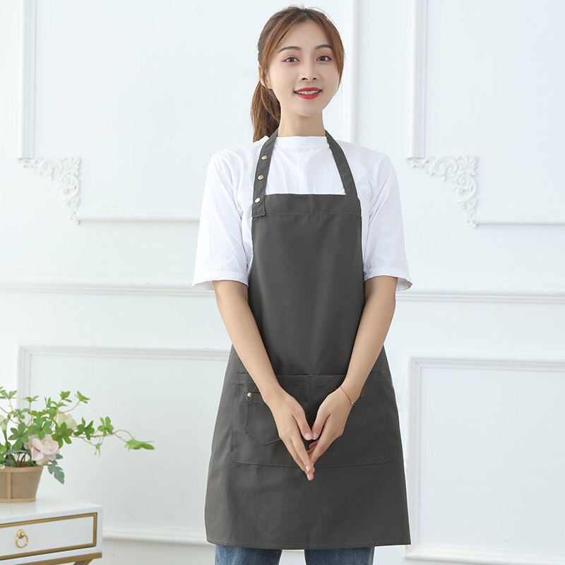 Kit de delantal de cocina para restaurante, babero para hornear, Milktea Shop con bolsillos, manga, paño de limpieza impermeable: Gray Green