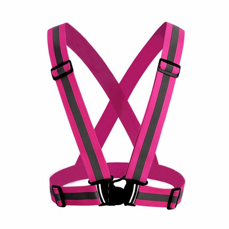 Correa reflectante para correr de noche, chaleco reflectante de alta visibilidad, suministros de seguridad deportiva para hombre y mujer: pink