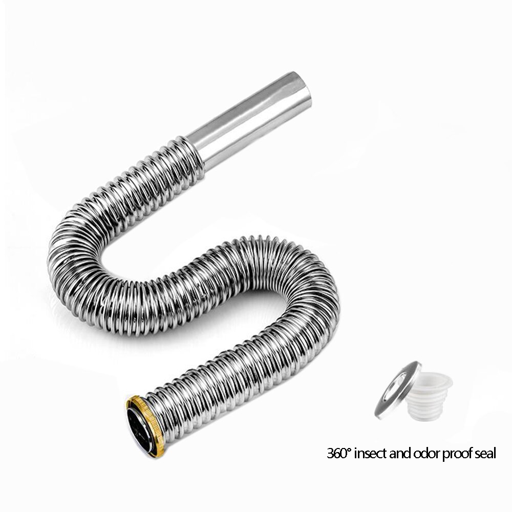 0.6M/0.8M/1M/1.3M Gootsteen Afvoer Slang Gootsteen Fittingen Afdruiprek Afvoer slang Rvs Vaatwasser Zwembad Enkele Tank