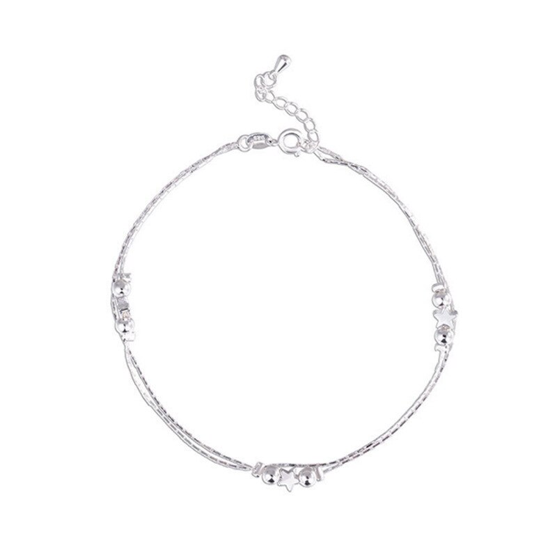 Woman Girl Party Birthday Wedding Simple Slim Blank Silver Chain Anklet Anklet Damski Anklet: 1