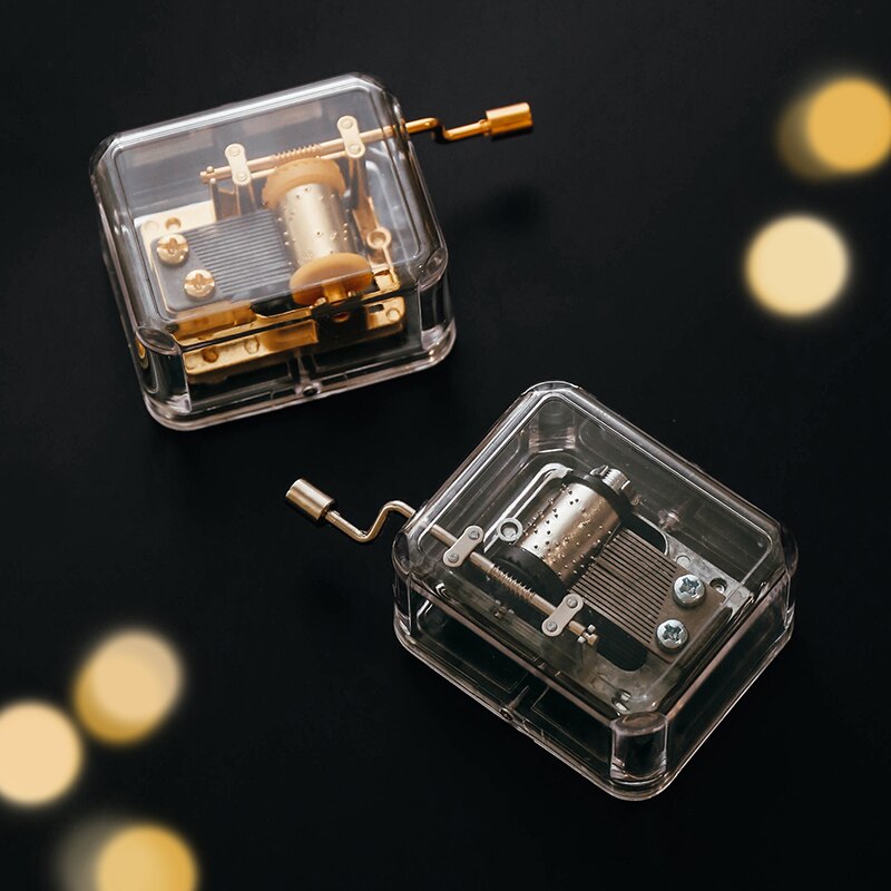 Birthday Transparent Music Boxes Hand-cranked Clockwork Music Box Mini Retro Clockwork Music Box