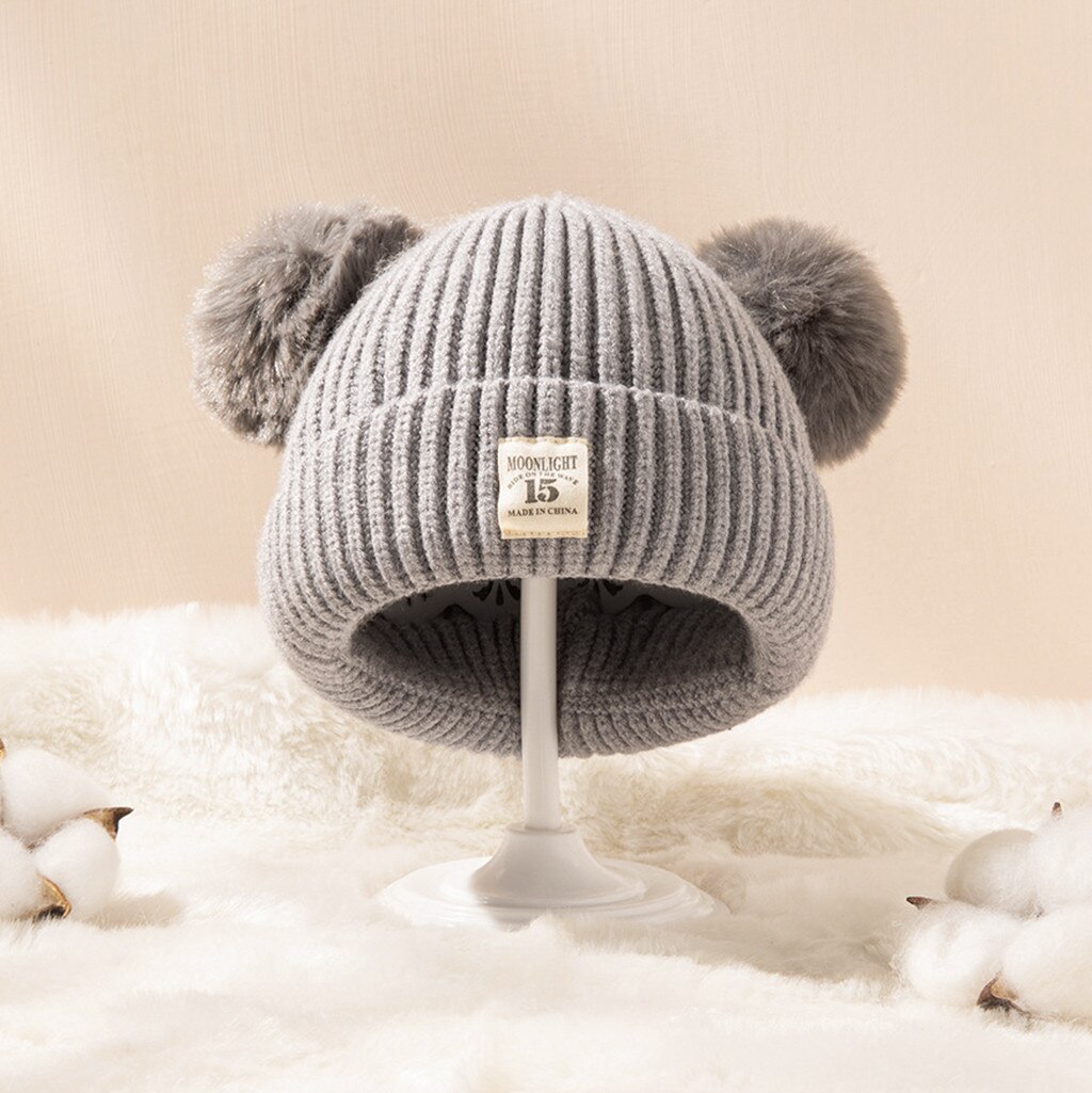 #40 Baby Pom Pom Hat Infant Kids Beanie For Boys Girls Cap Doll Knitted Winter Warm Hats For 1-5 Years Czapka Zimowa: C