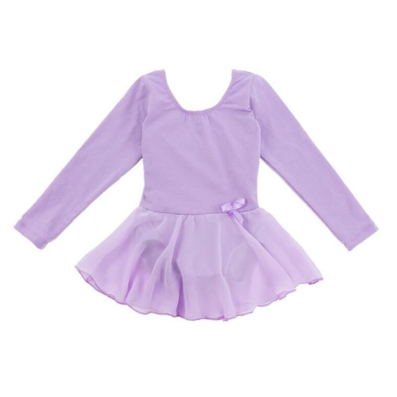 Mädchen Ballett Trikot freundlicher Langarm tanzen Kleid Mit Ballettröckchen Felsen Gymnastik Klassische Einteiliges Ballerina Outfit: Violett / 150(130-140cm Höhe
