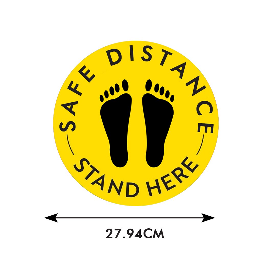 Calcomanías de suelo de separación Social, cartel marcador de señal de suelo de seguridad, mantener la distancia de 6 pies antideslizante, ronda de grado comercial 11: Amarillo
