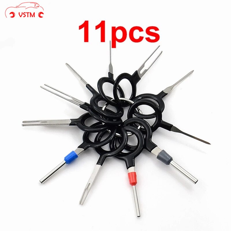 Connecteur d'extraction de Terminal de faisceau de fil de carte de Circuit imprimé de prise de voiture automatique, broche à sertir, ensemble d'outils de retrait de broche arrière 11 pièces