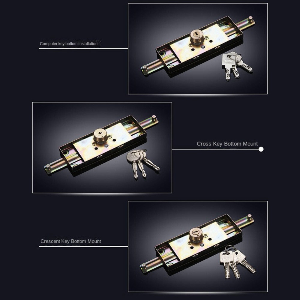 Alloy Roller Shutter Door Lock with Key Middle Bottom Roll Gate Lock Cross Shaped Thicken Anti-theft Locks Garage
