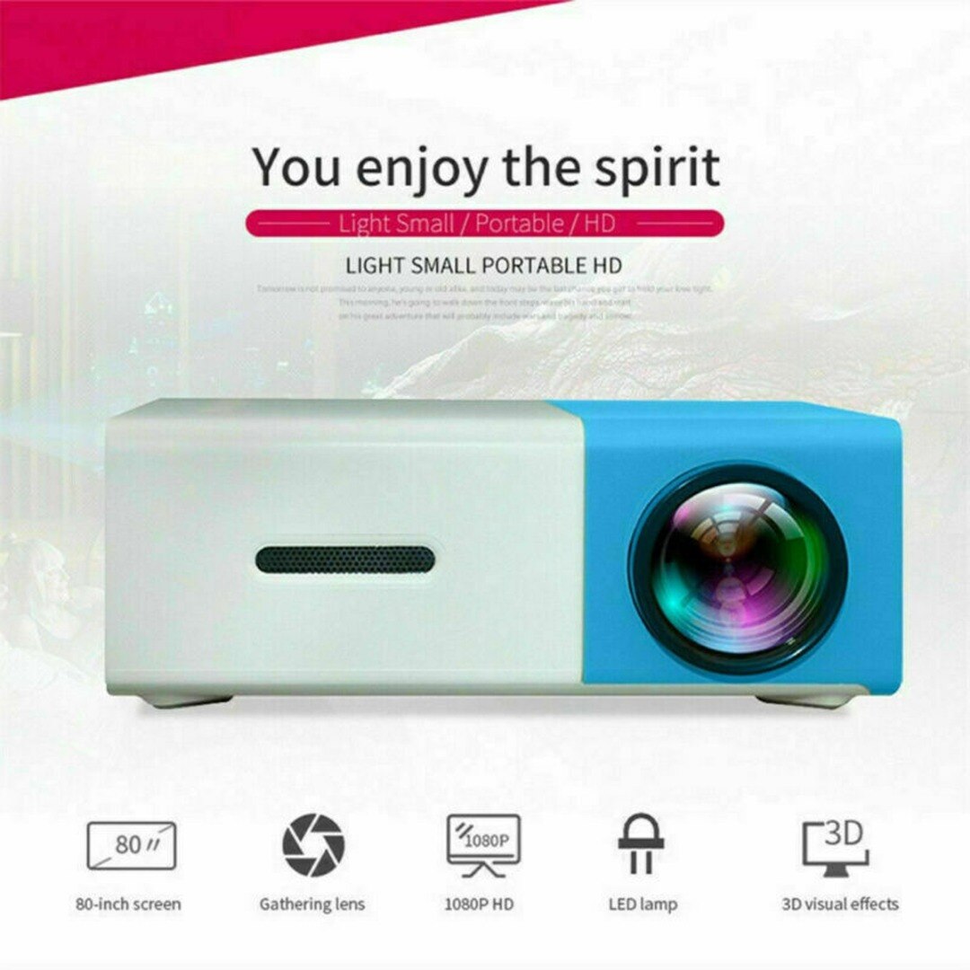 Full HD Video Beamer Suitable for Home Cinema Theater Blue Mini Pocket 3D LED Projector 1080P HD Home Theater Cinema USB HDMI