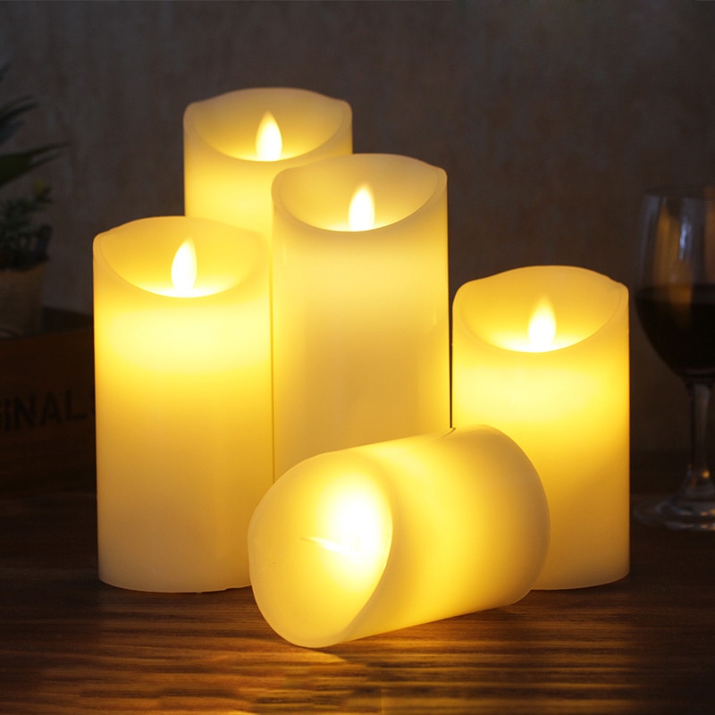3PCS Smooth Flickering Flame LED Flameless Candle Mood Battery Operated Candle Made By Paraffin Wax Home Lamp Light Decoration