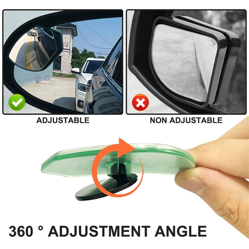 Döda vinkeln-speglar i bilen, sektor, ramlös extra backspegel, 360 graders vidvinkel, justerbar för parkering, backning