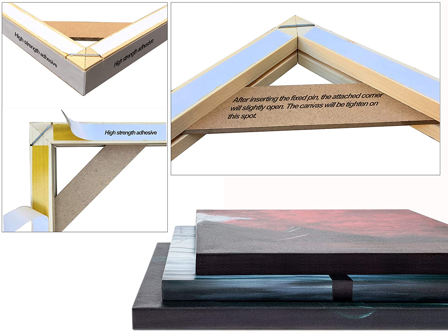 DIY Solid Blank Wood Canvas Frame Kit 16 x20 Inch for Oil Painting Wall Art Wooden Art Frames for Paintings Canvases