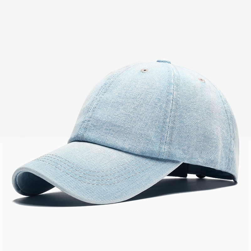 Gorra de béisbol de mezclilla para hombre y mujer, gorro de béisbol de color sólido para parejas, gorros de hip hop: Light blue