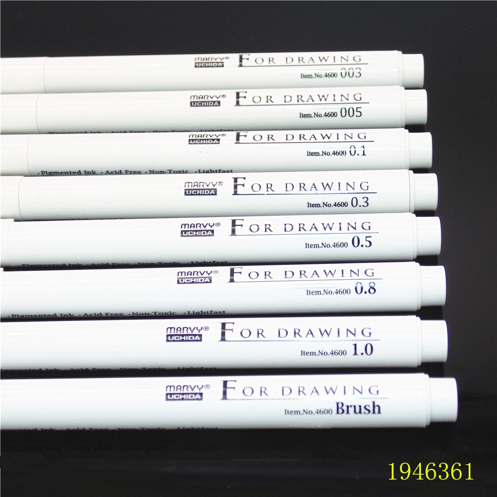 Marvy Art Markers Sketch Liner Brush 0.03mm/0.05mm/0.1mm/0.3/0.5/0.8/1.0mm Drawing Pen Comic Painting Art Supplies