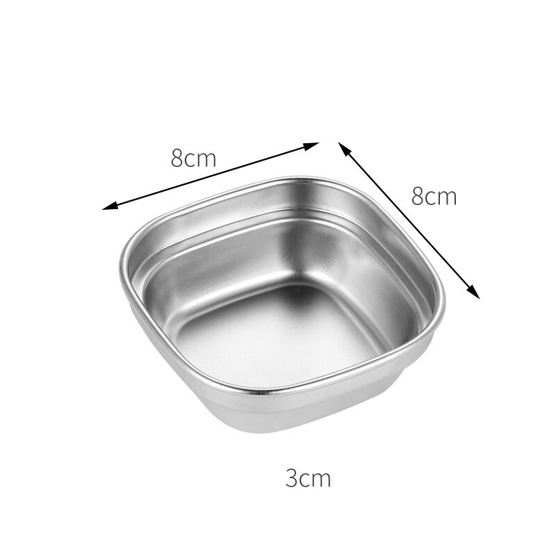Japanese And Korean Stainless Steel Double Layer Multiple Sizes Plate Flavor Dish Dip: 8x8x3cm