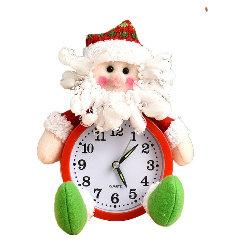 Horloges de noël nouvelle père noël bonhomme de neige poupée en forme de bureau horloge maison aiguille batterie Table décorations de noël fête décor: B