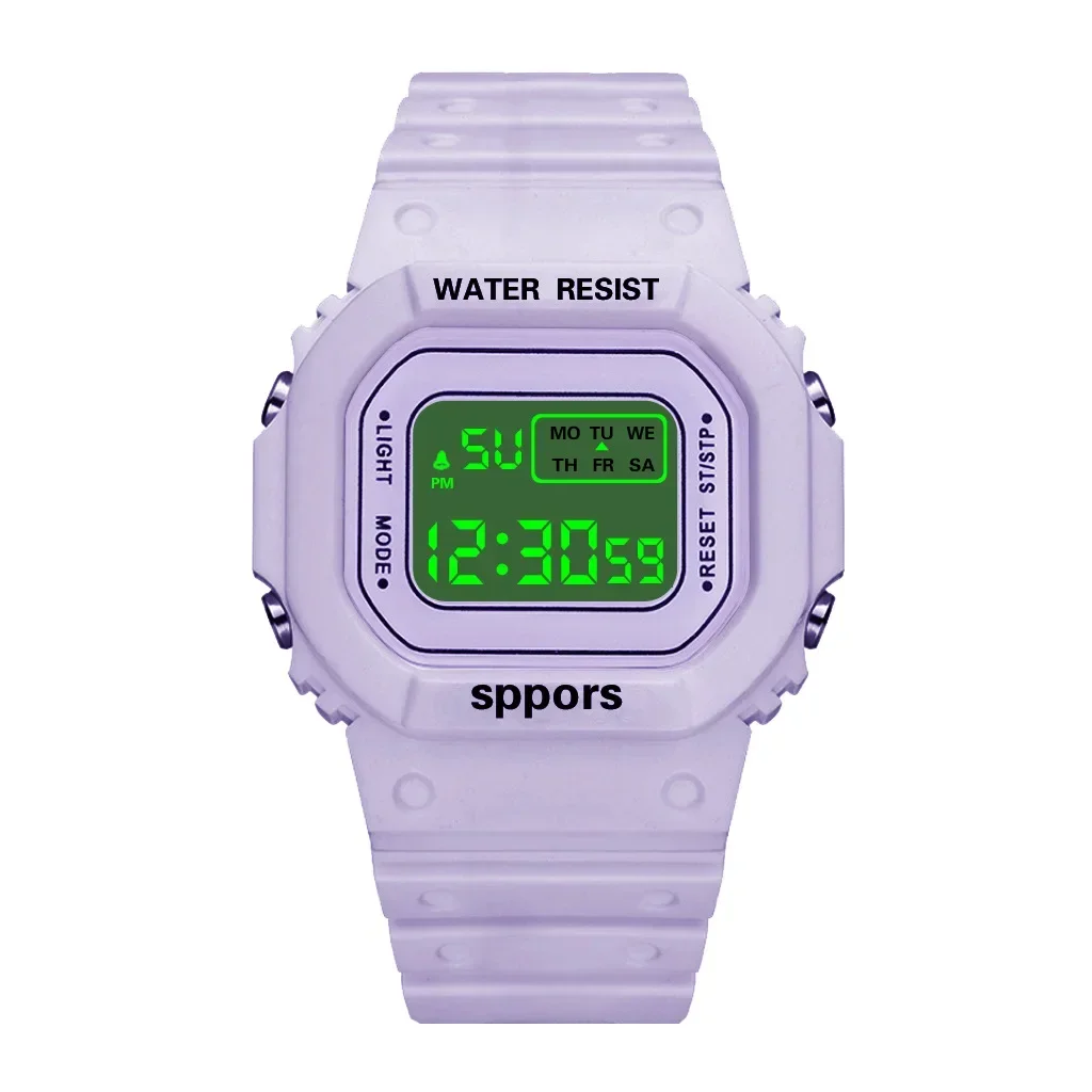 Kinder elektronische uhren farbe leucht zifferblatt leben wasserdicht multi-funktion luminous alarm uhren uhr für jungen und mädchen: style2 -purple