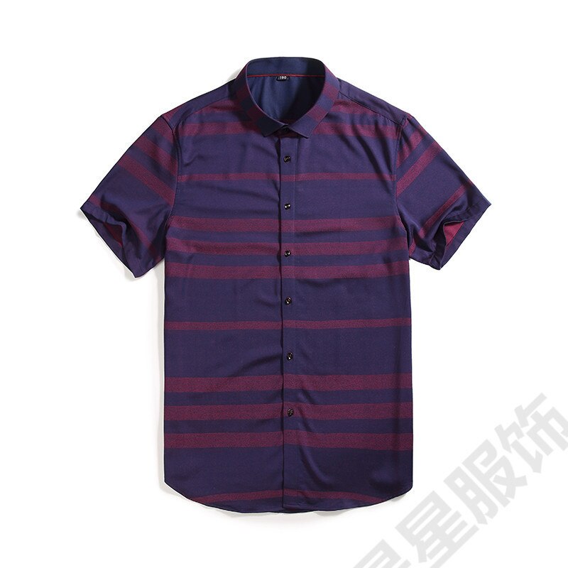 De talla grande 8XL 7XL 4XL hombres de manga corta azul Oxford camisa de vestir de algodón masculino Casual rayas botón abajo camisas 5XL 6XL tamaño grande: 2 / 6XL