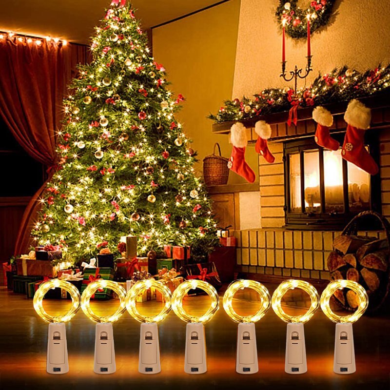 String Led Wine Bottle Lights With Cork 20 LED Fairy Lights String Lights for Party Christmas Wedding Bar Decor Garland