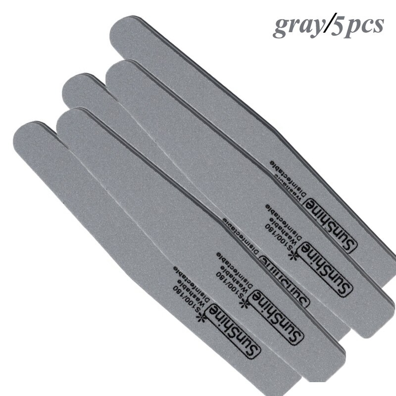 60 pcs Nail Files Nail Buffer Buffing 100/180 Nail Beauty Tools Diamond Spong Bloc Polissoir Ongles DIY Nail Tools: 5pcs-gray