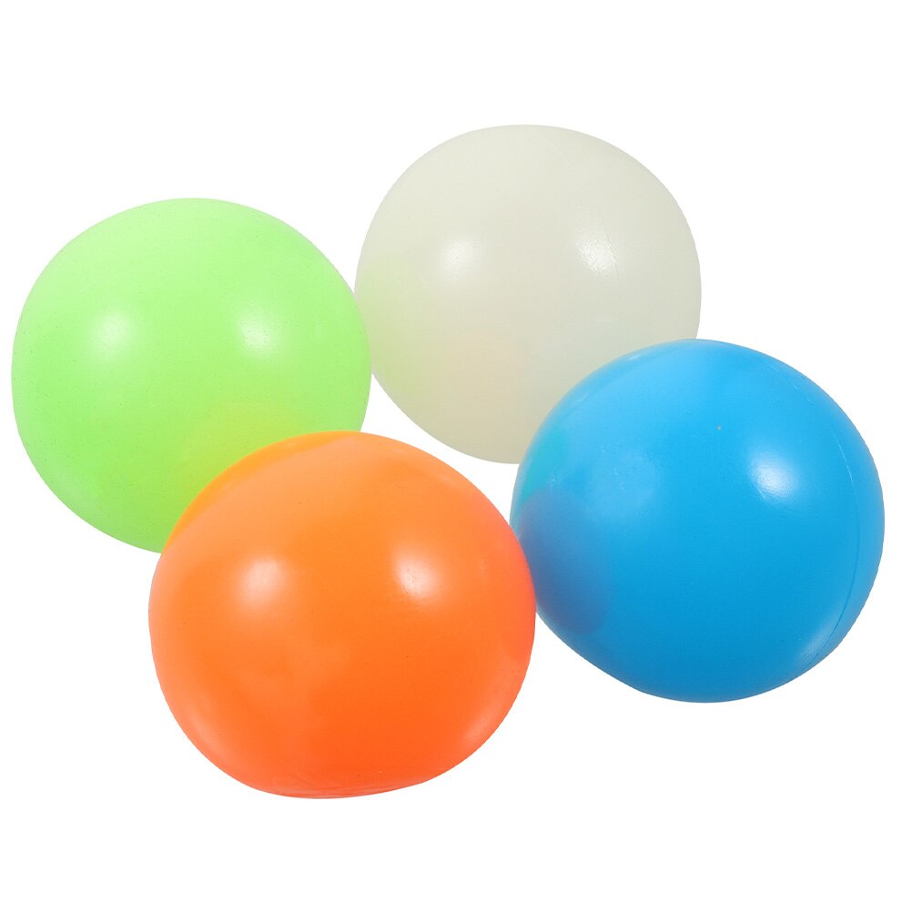 4Pcs 45mm 65mm Fluorescent Soft Bouncy Target Ball Sticky Ball Decompression Ball Stress Ball Toy for Ceiling for Wall
