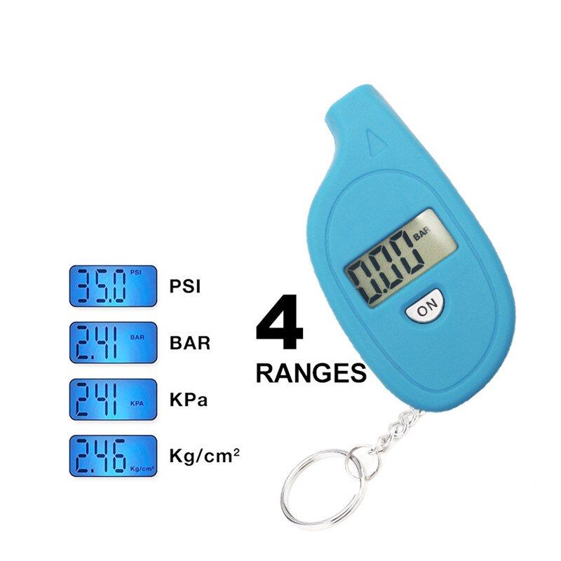 Probador Digital portátil de presión de neumáticos de coche, medidor de aire de neumático de motocicleta, pantalla LCD, Herramienta de procesamiento, seguridad de 3-150 PSI: Azul
