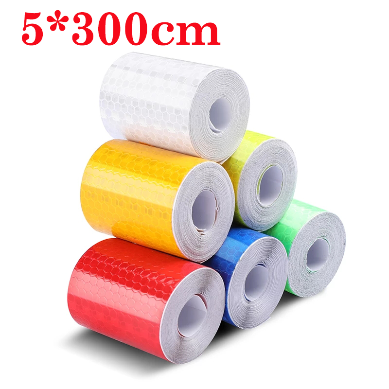 5*300 cm Auto Reflecterende Tape Sticker Veiligheid Mark Auto Styling Zelfklevende Waarschuwing Tape Motor Fiets Film decoratie Tool