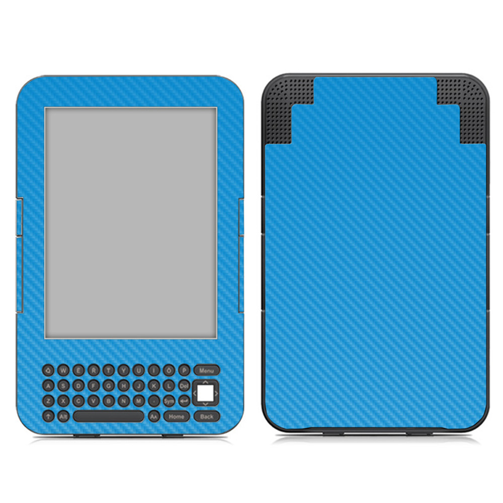 for Kindle 3 Keyboard k3 carbon fiber skin sticker: Blue