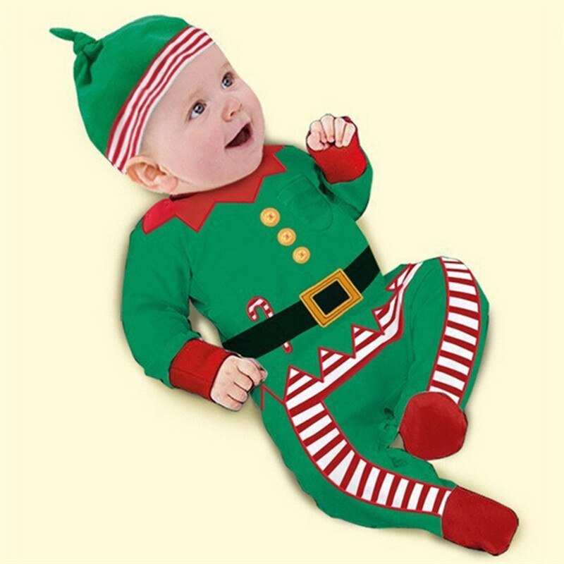 Pasgeboren Kerst Xmas Kleding Voor kids Kerst Romper Hoed Kostuum Outfit Peuter Cartoon Kleding Sets Baby Kleding Sets