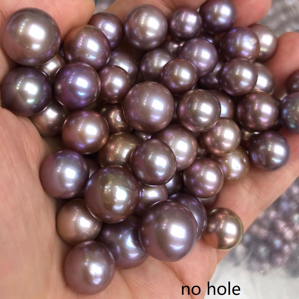 DIY PERLE PERLEN, 5 TEILE/LOS, 9-11mm hohe glanz lila runde perle, 100% natur süßwasser verlieren perle, halb oder keine See