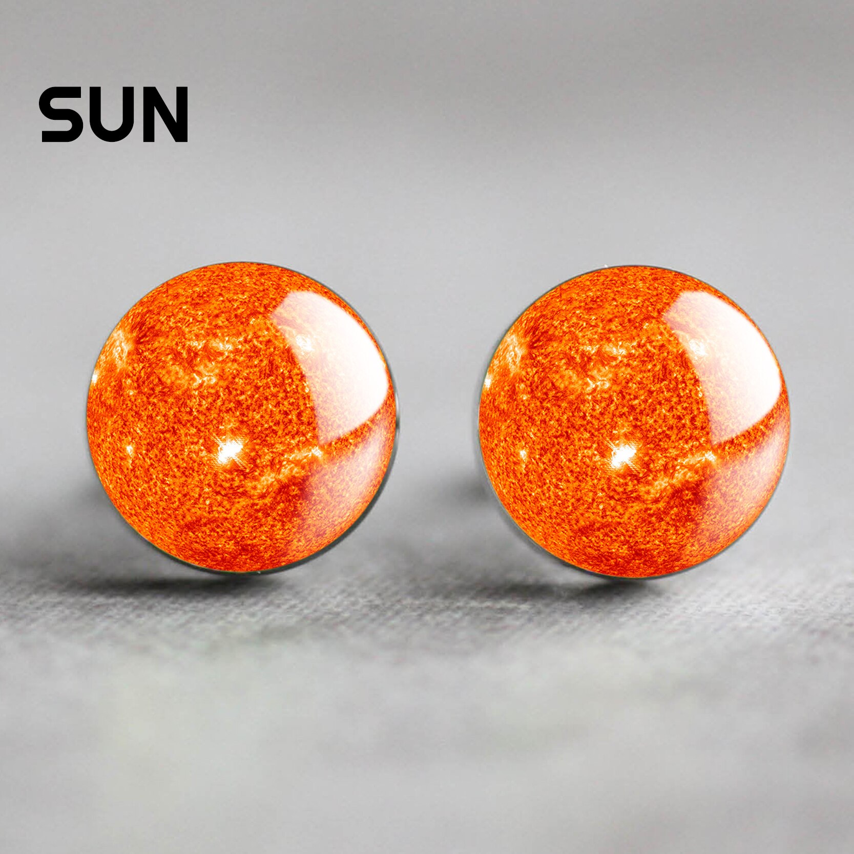 Moon Solar System Planet for Men Wedding Cufflinks Galaxy Nebula Earth Sun Jupiter Jewelry Suit Shirt Cuff Links: SUN