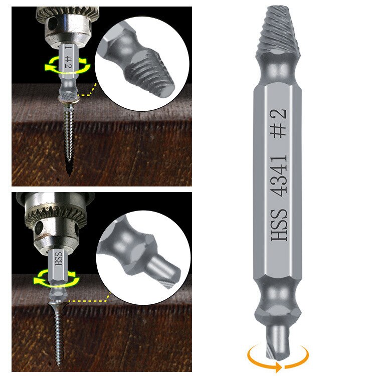 6pcs Damaged Screw Extractor Drill Bit Extractor Drill Set Broken Speed Out Bolt Extractor Bolt Stud Remover Tool