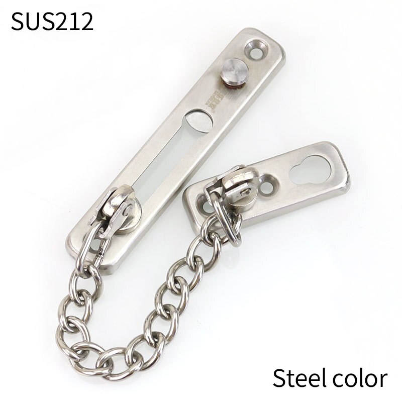 Thickened Stainless Steel Hotlinking Door Latch Hotel Company Home Security Chain Latch Door Chain Hardware Furniture: 212Steel